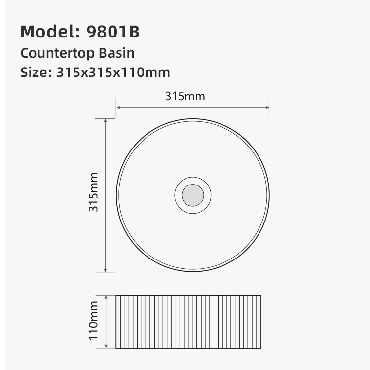 Ribbed White Ceramic Vessel Sink - 图片 6