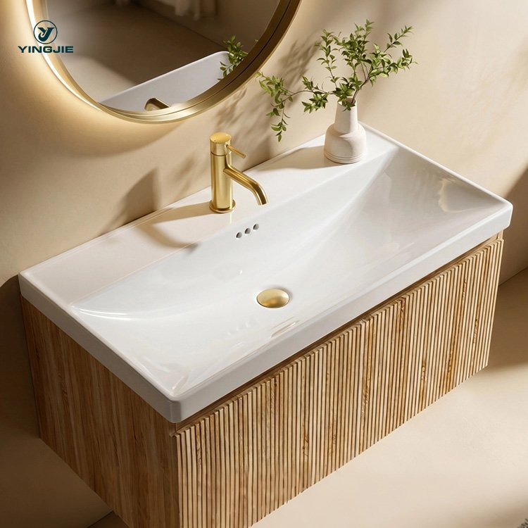 white ceramic rectangular-cabinet basin 800mm vanity